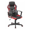 Καρέκλα Gaming τεχνόδερμα Pu ύφασμα Mesh χρώμα μαύρο/κόκκινο 62x59x105/117εκ.