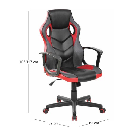 Καρέκλα Gaming BF7700 τεχνόδερμα - ύφασμα mesh χρώμα μαύρο - κόκκινο 62x59x105/117εκ.