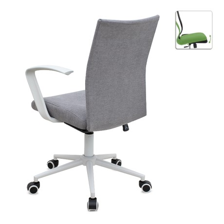 Berlin Megapap office chair with linen fabric in grey - white color 64x63x89/96cm.