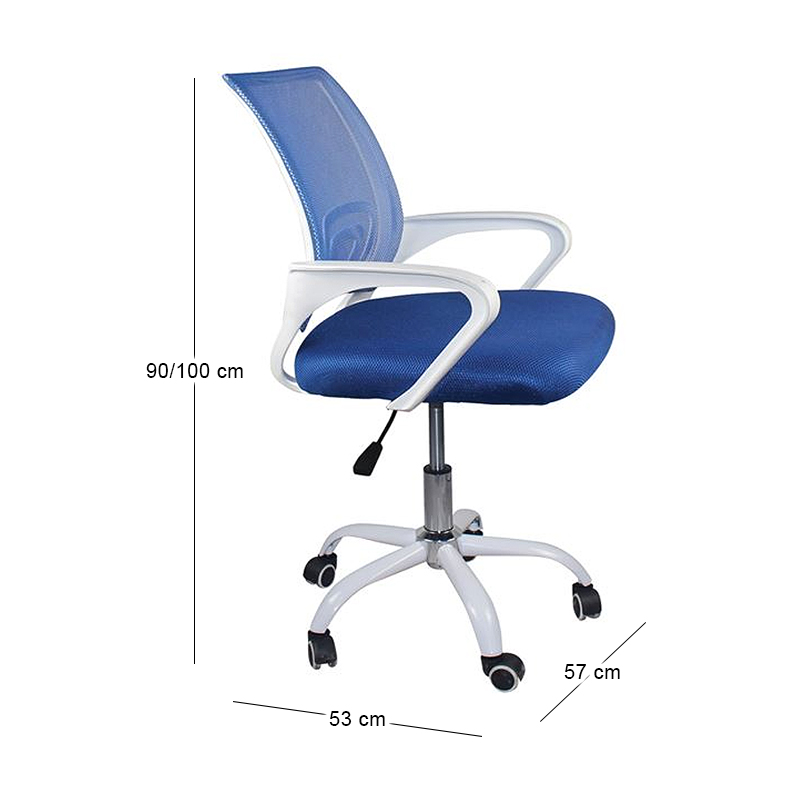 BF2101-SW Πολυθρόνα Γραφείου με ανάκλιση Άσπρο / Mesh Μπλε