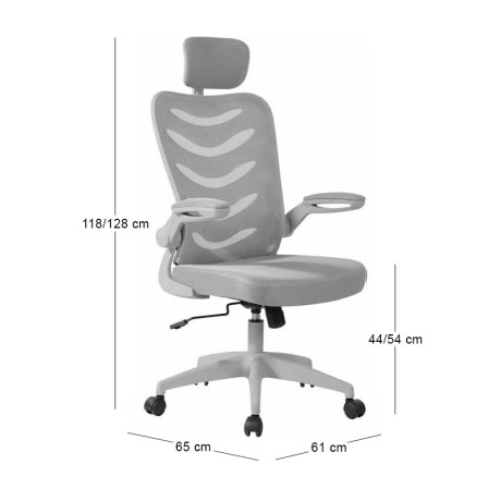 Καρέκλα γραφείου BF2940 ύφασμα mesh χρώμα γκρι 61x65x118/128εκ.
