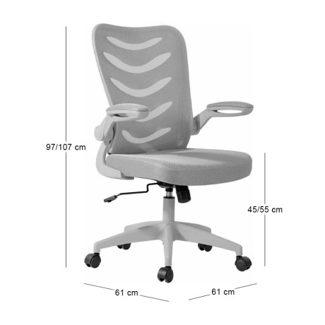 Καρέκλα γραφείου BF2945 ύφασμα mesh χρώμα γκρι 61x61x97/107εκ.