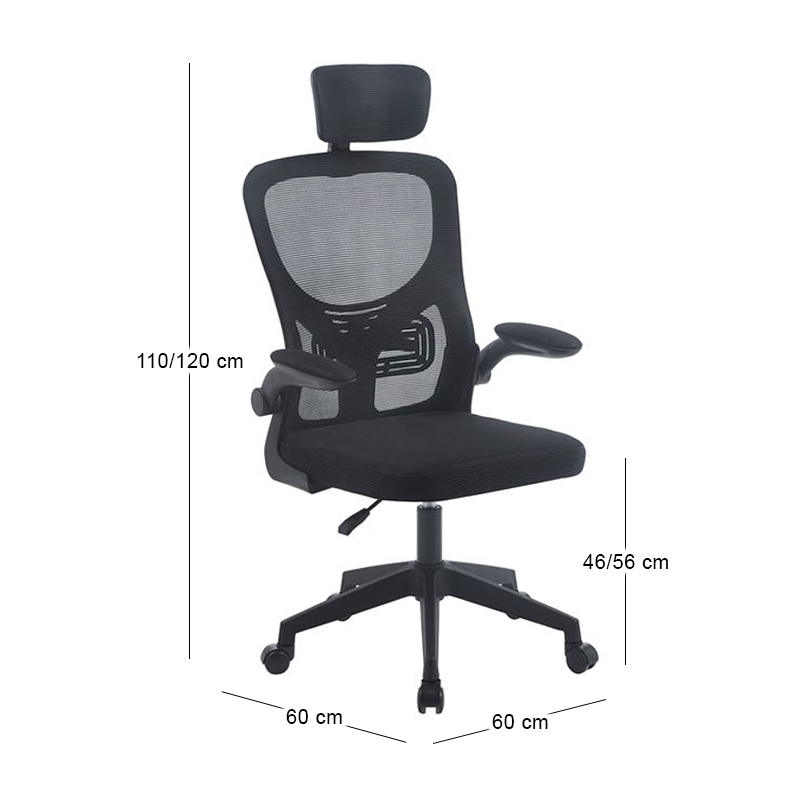 Καρέκλα γραφείου BF3055 ύφασμα mesh χρώμα μαύρο 60x60x110/120εκ.