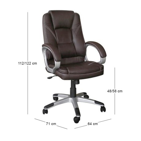 Καρέκλα γραφείου BF6950 τεχνόδερμα χρώμα καφέ 64x71x112/122εκ.