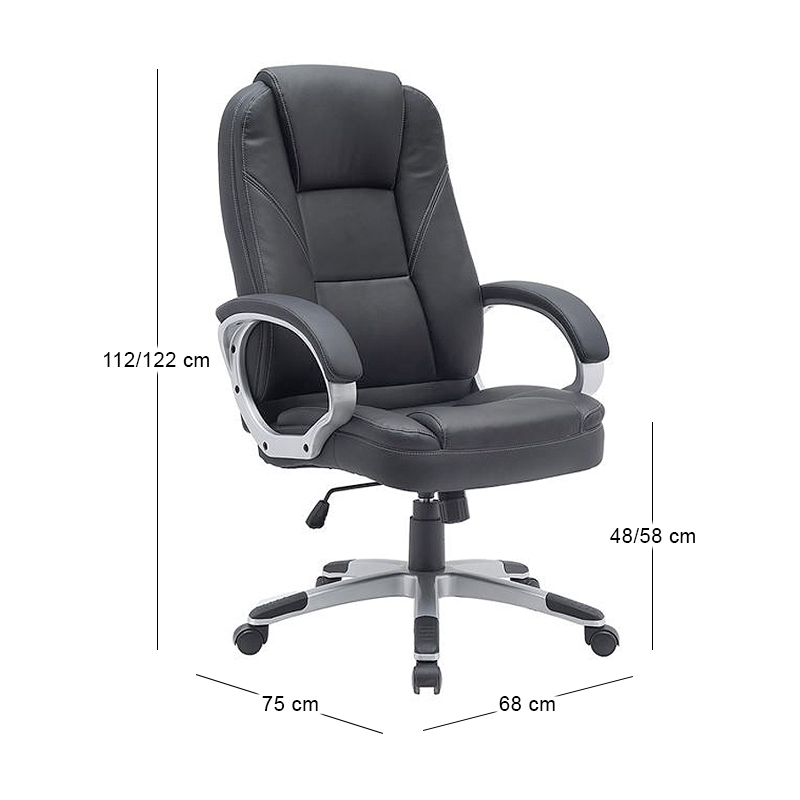 BF6950W Πολυθρόνα Γραφείου Διευθυντή, Pu Μαύρο 68x75x112/122cm