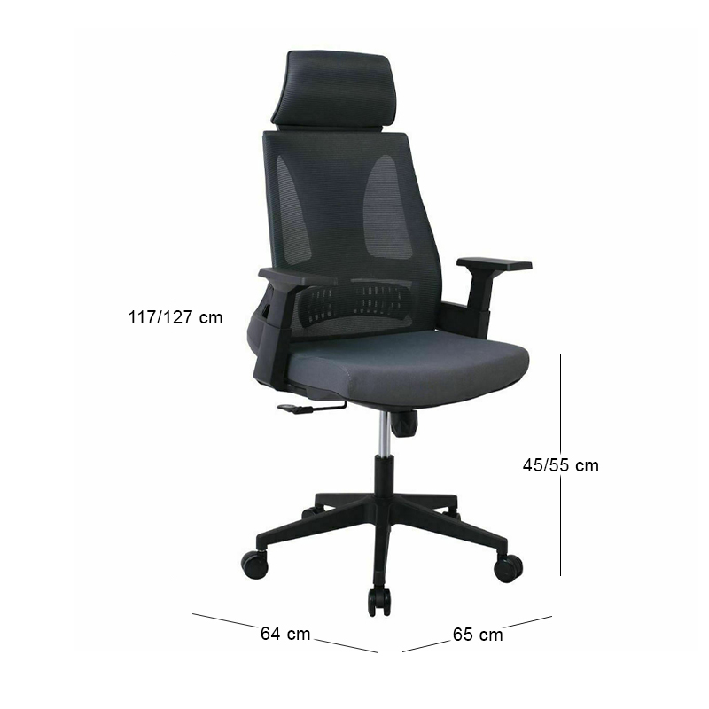 BF8750 Πολυθρόνα Γραφείου Διευθυντή Mesh Γκρι - Ύφασμα Γκρι