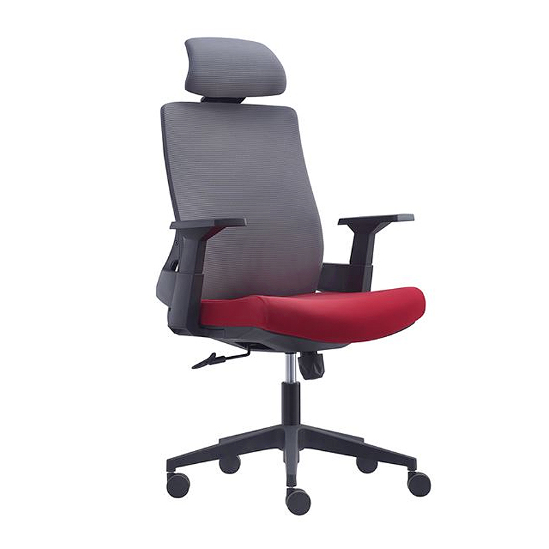 BF8900 Πολυθρόνα Διευθυντή Mesh Γκρι/Ύφασμα  Μπορντώ