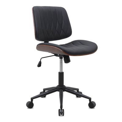 Καρέκλα γραφείου Corina Megapap από τεχνόδερμα χρώμα μαύρο 60x65x82/92εκ.