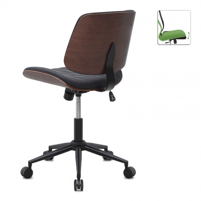 Καρέκλα γραφείου Corina Megapap από τεχνόδερμα χρώμα μαύρο 60x65x82/92εκ.