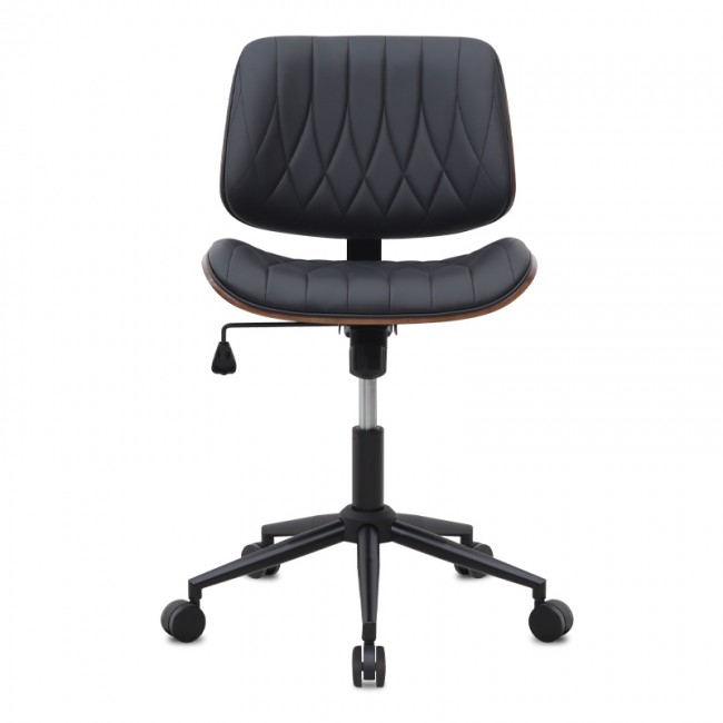 Καρέκλα γραφείου Corina Megapap από τεχνόδερμα χρώμα μαύρο 60x65x82/92εκ.