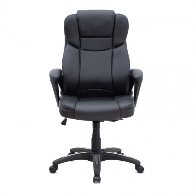 Καρέκλα γραφείου διευθυντική Morgan Megapap από τεχνόδερμα χρώμα μαύρο 67x65x112/122εκ.