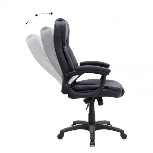 Καρέκλα γραφείου διευθυντική Morgan Megapap από τεχνόδερμα χρώμα μαύρο 67x65x112/122εκ.