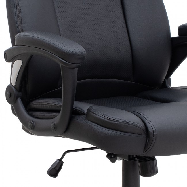 Καρέκλα γραφείου διευθυντική Morgan Megapap από τεχνόδερμα χρώμα μαύρο 67x65x112/122εκ.