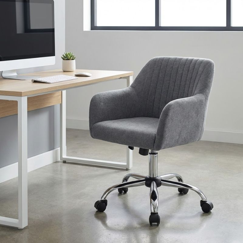 Lana Megapap office chair with linen fabric in grey color 61x61x80/90cm.