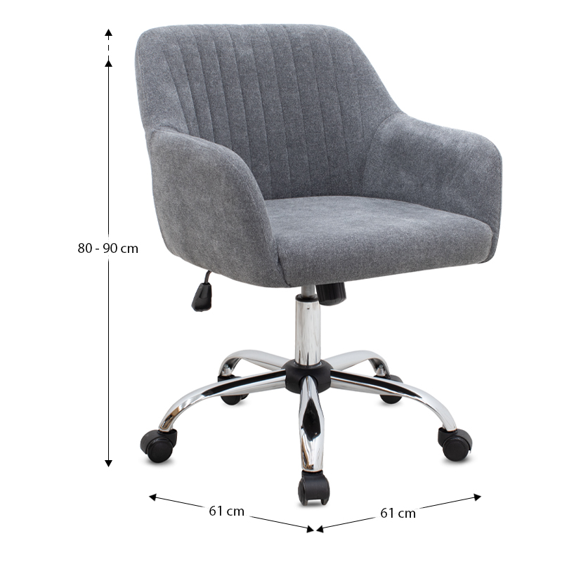 Lana Megapap office chair with linen fabric in grey color 61x61x80/90cm.