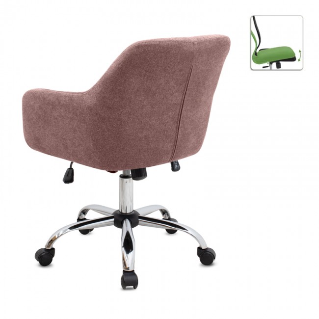 Lana Megapap office chair with linen fabric in dark pink color 61x61x80/90cm.
