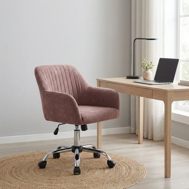 Lana Megapap office chair with linen fabric in dark pink color 61x61x80/90cm.