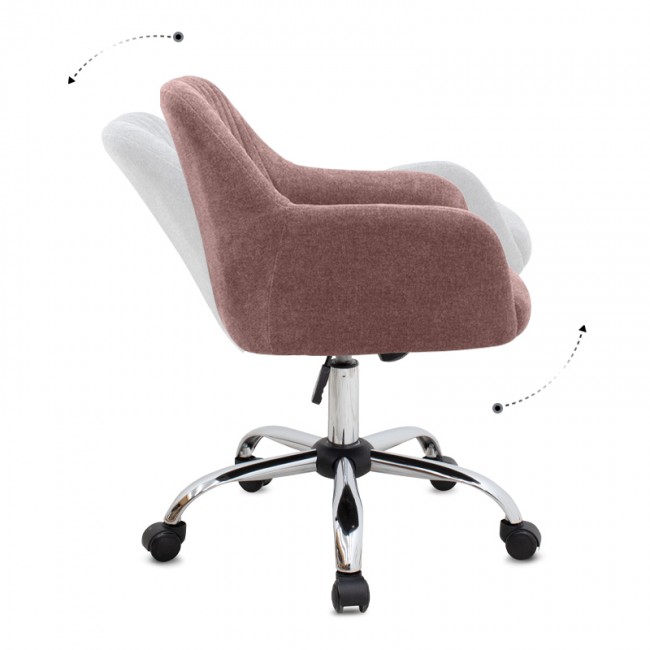 Lana Megapap office chair with linen fabric in dark pink color 61x61x80/90cm.