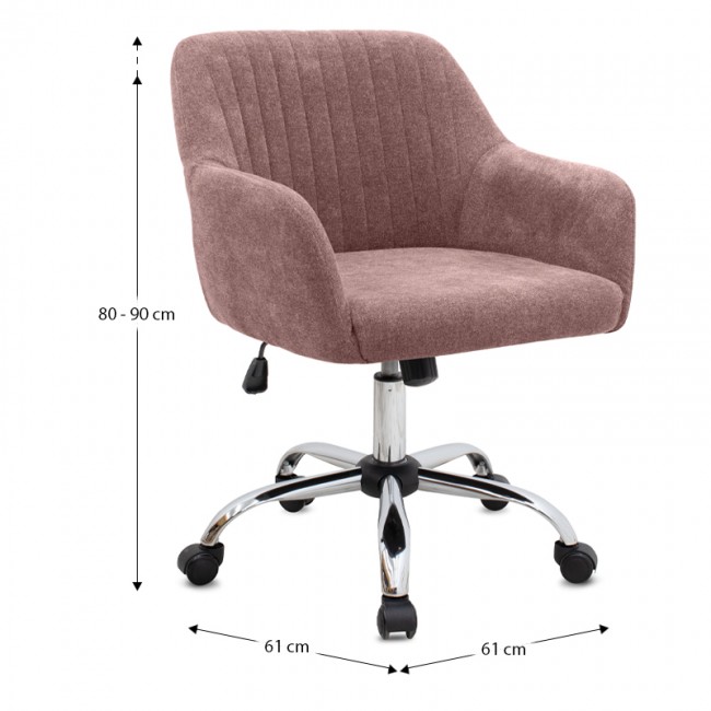 Lana Megapap office chair with linen fabric in dark pink color 61x61x80/90cm.