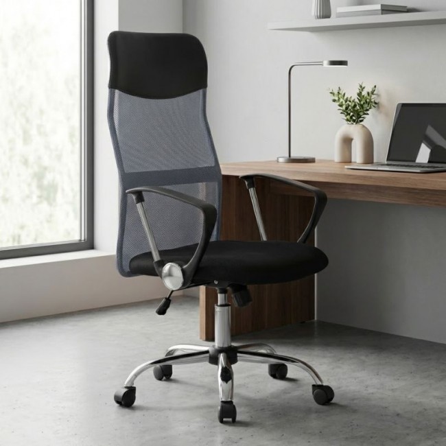 Marco Megapap office chair with Mesh fabric in grey - black color 62x59x110/120cm.