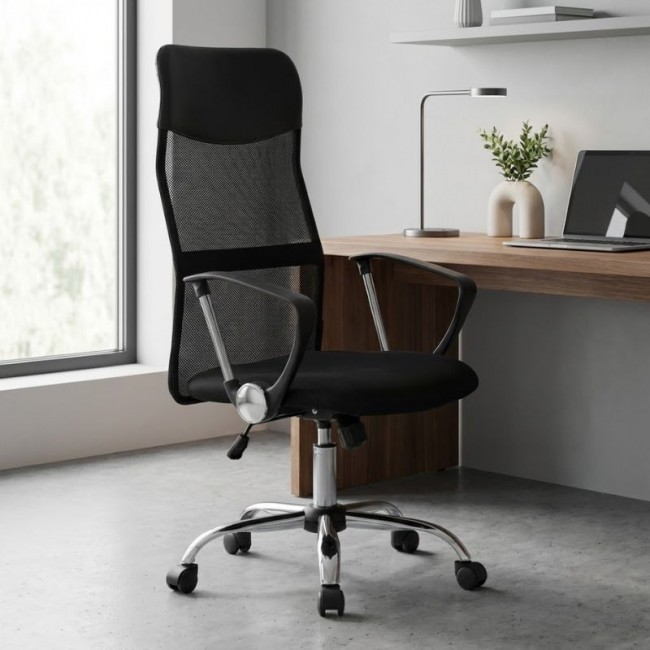 Marco Megapap office chair with Mesh fabric in black color 62x59x110/120cm.