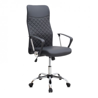 Καρέκλα γραφείου Novaro Megapap από τεχνόδερμα χρώμα μαύρο 61x68x111/121εκ.