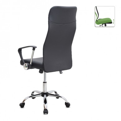 Καρέκλα γραφείου Novaro Megapap από τεχνόδερμα χρώμα μαύρο 61x68x111/121εκ.