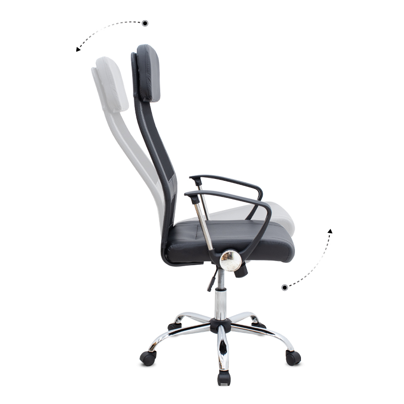 Ovis Megapap office chair with PU and Mesh fabric in black color 63x63x119/129cm.
