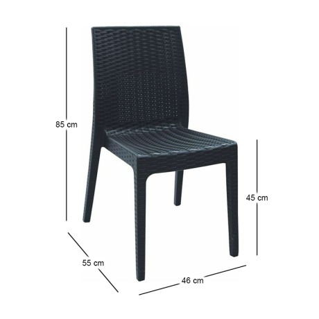 DAFNE Plastic Chair Anthracite (Rattan Look)