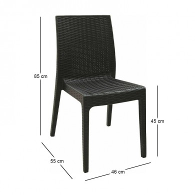 Καρέκλα κήπου πολυπροπυλενίου rattan look Dafne στοιβαζόμενη UV προστασία χρώμα καφέ 46x55x85εκ.
