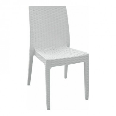 Καρέκλα κήπου πολυπροπυλενίου rattan look Dafne στοιβαζόμενη UV προστασία χρώμα λευκό 46x55x85εκ.