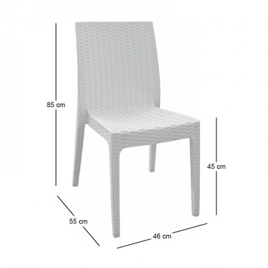 Καρέκλα κήπου πολυπροπυλενίου rattan look Dafne στοιβαζόμενη UV προστασία χρώμα λευκό 46x55x85εκ.