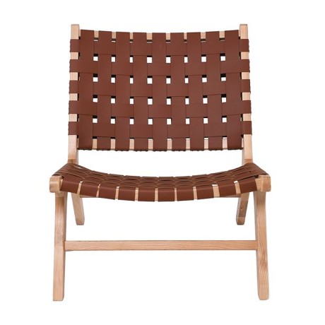 DUNE MAX Lounge Chair Natural, Seat-Back Pu Brown Straps