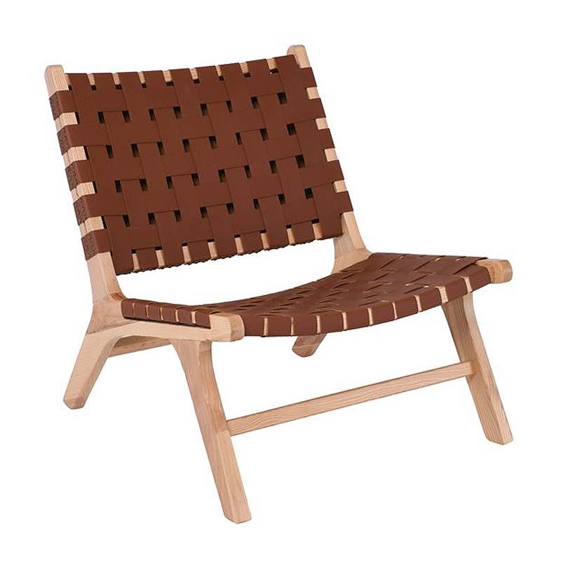DUNE MAX Lounge Chair Natural, Seat-Back Pu Brown Straps