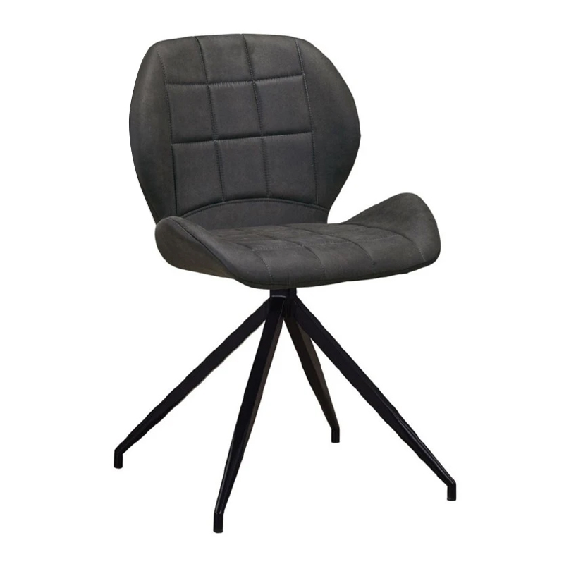 NORMA Chair Black Metal/Suede Dark Grey Fabric