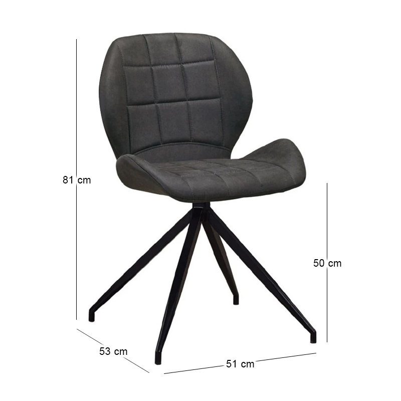 NORMA Chair Black Metal/Suede Dark Grey Fabric