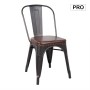 Καρέκλα Relix Pro στοιβαζόμενη μεταλλική χρώμα antique μαύρο - τεχνόδερμα Pu χρώμα σκούρο καφέ 45x51x82εκ.