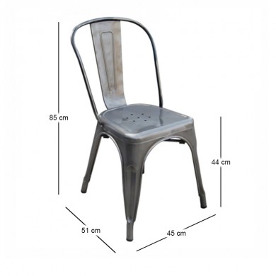 Καρέκλα Relix Pro στοιβαζόμενη μεταλλική χρώμα metal rust 45x51x85εκ.