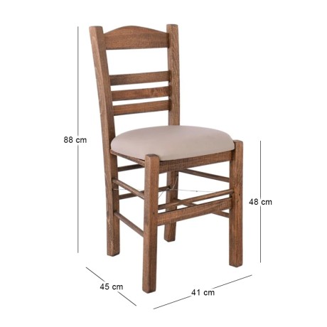 SIFNOS Beech Chair Impregnation Walnut/Pu Cappuccino