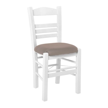 SIFNOS Beech Chair Impregnation Lacquer White/Pu Cappuccino