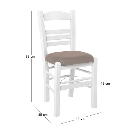 SIFNOS Beech Chair Impregnation Lacquer White/Pu Cappuccino