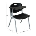 STUDY Chair-Desk Steel Silver / PP Μαύρo