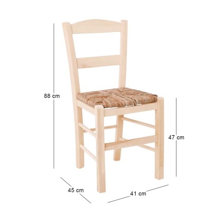 SYROS Chair Unpainted with Rush Seat