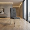 Alma Megapap pu leather dining chair in grey color with metal chrome legs 42x53x97cm.