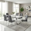 Alma Megapap pu leather dining chair in grey color with metal chrome legs 42x53x97cm.