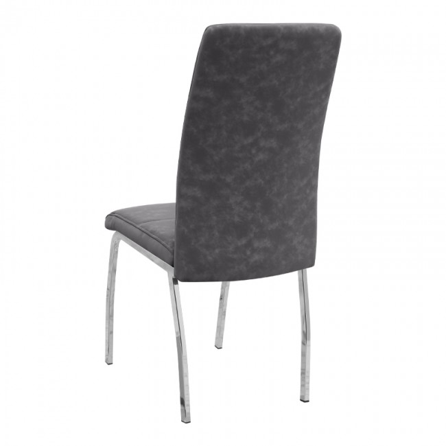 Alma Megapap pu leather dining chair in grey color with metal chrome legs 42x53x97cm.