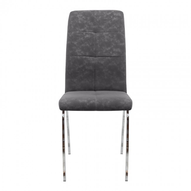 Alma Megapap pu leather dining chair in grey color with metal chrome legs 42x53x97cm.