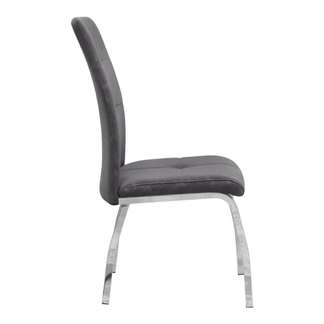 Alma Megapap pu leather dining chair in grey color with metal chrome legs 42x53x97cm.