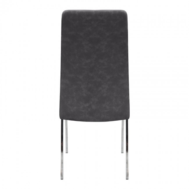 Alma Megapap pu leather dining chair in grey color with metal chrome legs 42x53x97cm.
