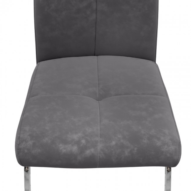 Alma Megapap pu leather dining chair in grey color with metal chrome legs 42x53x97cm.